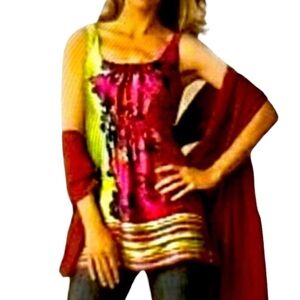 CAbi Silk Multi Colored Blouse